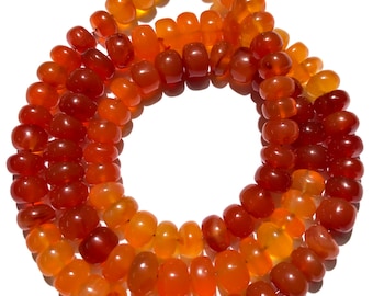 AAA+ Quality~~Shaded Orange Carnelian Smooth Beads Natural Carnelian Gemstone Beads Carnelian Smooth Rondelle Beads Carnelian Rondelle Beads