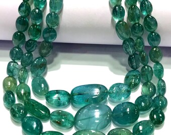 Extremely Rare~~AAAA+ Paraiba Tourmaline Gemstone Beads Natural Blue Tourmaline Smooth Nuggets Beads Indicolite Tourmaline 3 Layer Necklaces