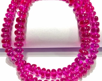 Very Gorgeous~~AAA+ Hot Pink Spinel Smooth Rondelle Beads Pink Spinel Gemstone Beaded Strand 8-10 Pink Spinel Smooth Beads Spinel Jewellery