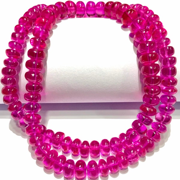 Very Gorgeous~~AAA+ Hot Pink Spinel Smooth Rondelle Beads Pink Spinel Gemstone Beaded Strand 8-10 Pink Spinel Smooth Beads Spinel Jewellery