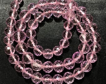 AAAA Quality~Very Beautiful••Pink Morganite Colour Faceted Ball Shape Beads••7-8mm 18” Morganite Colour Gemstone Beads••Round Shape Beads