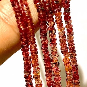 AAA++ Rarest Padparadscha Orange Sapphire Beads Padparadscha Sapphire Faceted Rondelle Beads 3-3.5MM Orange Sapphire Beads 16” Sapphire Gems