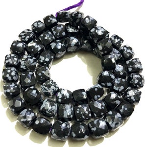 Very Gorgeous~~Black Oxidon Gemstone Beads••Natural 7-8*7-8 mm W*H Faceted Black Oxidon Boxes••Black Oxidon Stone 18 Inch Cube Shape Beads••