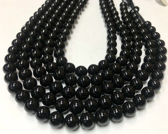 Onyx noir naturel 10 mm Balles 1mm Trou /10 mm Noir onyx Gemstone Beads/Round Shape Black onyx With 1mm Hole/Black onyx///15"Line