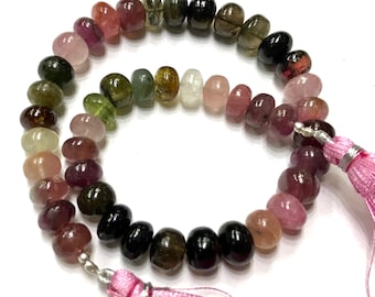 Multi TOURMALINE Gemstone Premium Quality Smooth Roundel Beads/9.5” 7*9-6*7mm W*H Tourmaline Smooth Roundel Shape /Natural Tourmaline Brazil