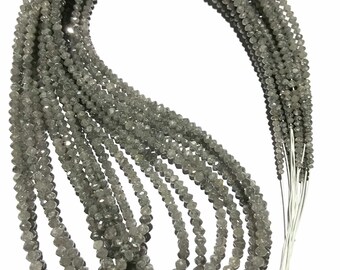 Certified~White Diamond~AAA++ White Diamond Beads 100% Natural White Diamond Rondelles Sparkling Diamond 16” Strand Wholesale Diamond Beads