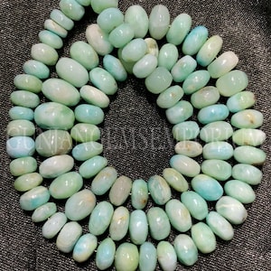 AAA+ Beautiful~~Blueish~Green Larimar Smooth Rondelle Beads Natural Larimar Rondelle Smooth Beads Genuine Larimar Gemstone Larimar Wholesale