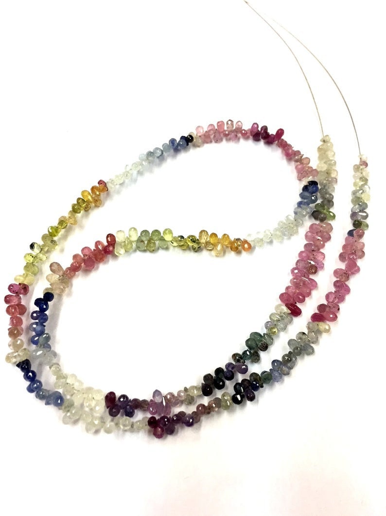 Beautiful Natural Faceted Very Rare Multi Sapphire Teardrop Beads 2.5mm Drop Shape Gemstone Beads 19 Inch Strand Top Quality