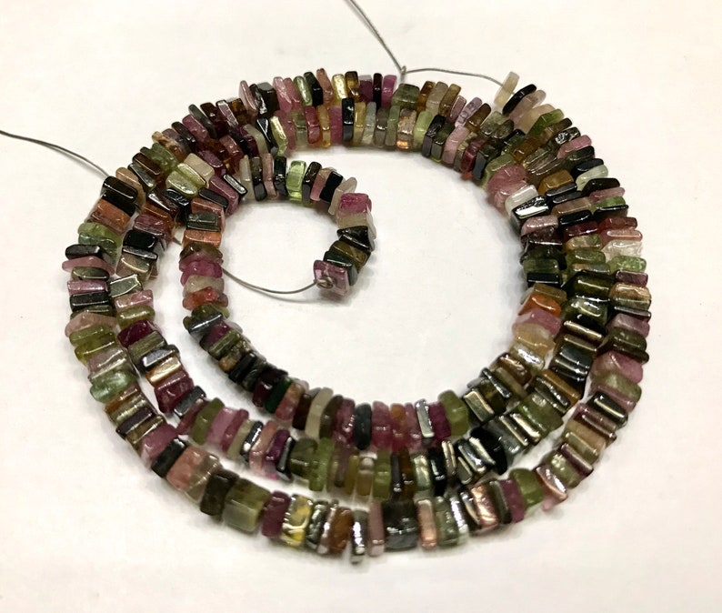 Flat Cube Chips Of MULTI TOURMALINE Smooth Beads6mm Cube Chips Shape 18\u201d Tourmaline Gemstone Beads.New Arrival Exceptional Tourmaline Gems