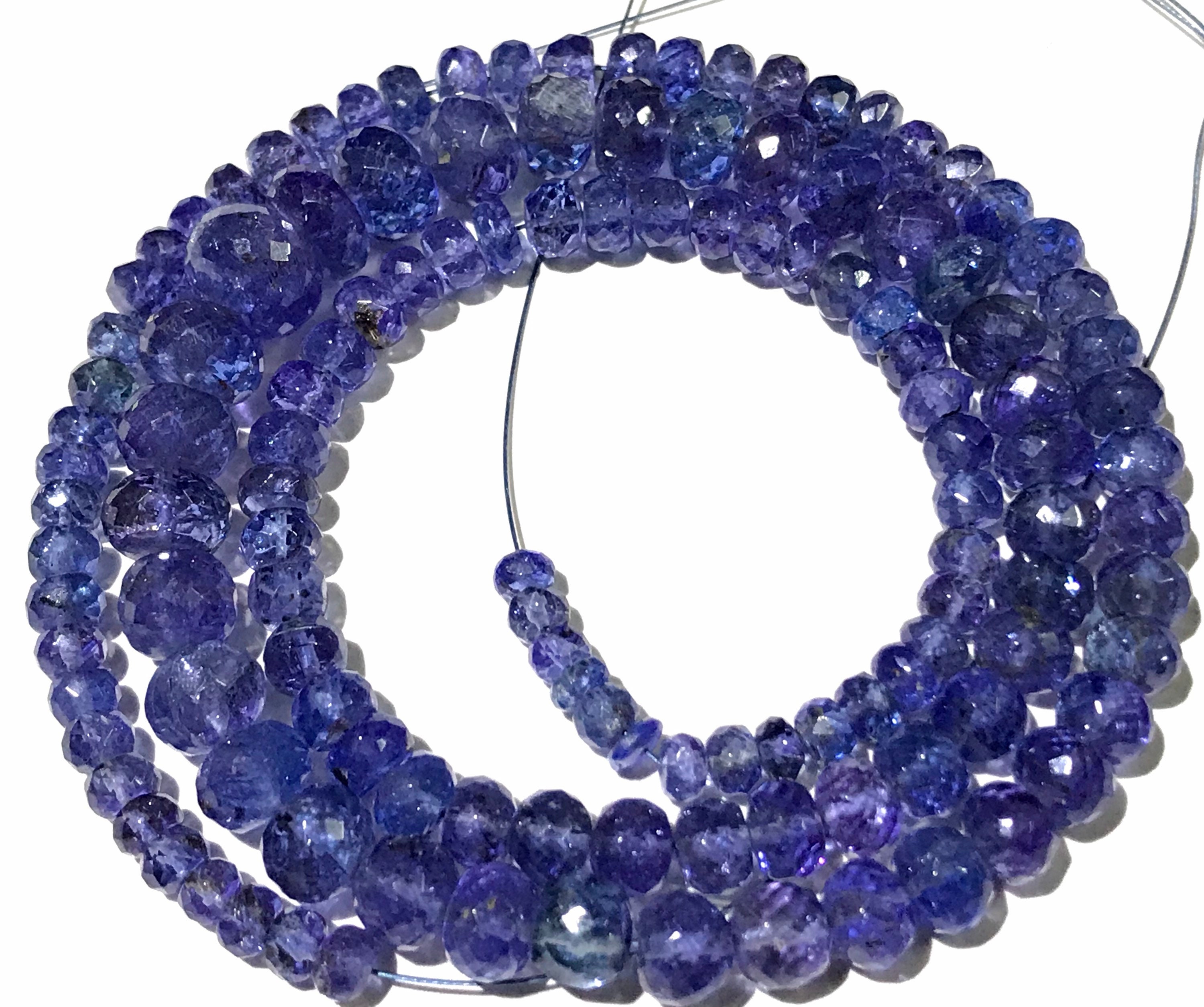 AAAA+ Quality TANZANITE Gemstone Faceted Rondelle Beads/Natural 18 3-5mm Tanzanite (Micro Cut) Strand/Beautiful Tanzanite 18” Beads/Rare