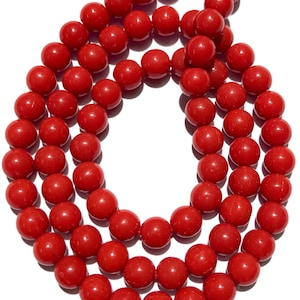 Natural Coral Smooth Round Beads 6mm Red Coral Round Beads Genuine Coral Gemstone Beads Smooth Coral Beads Red Coral Beaded Strand Jewelry