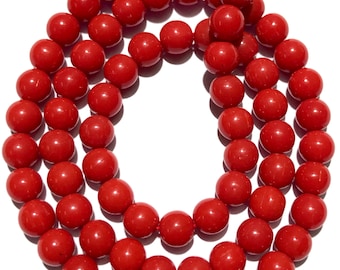 Natural Coral Smooth Round Beads 6mm Red Coral Round Beads Genuine Coral Gemstone Beads Smooth Coral Beads Red Coral Beaded Strand Jewelry