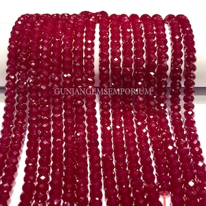 AAA+ Ruby Gemstone Beads 6mm Faceted Rondelle Beads Faceted Red Ruby Beads Natural Ruby Beaded 15” Strand Rich Red Ruby Gems