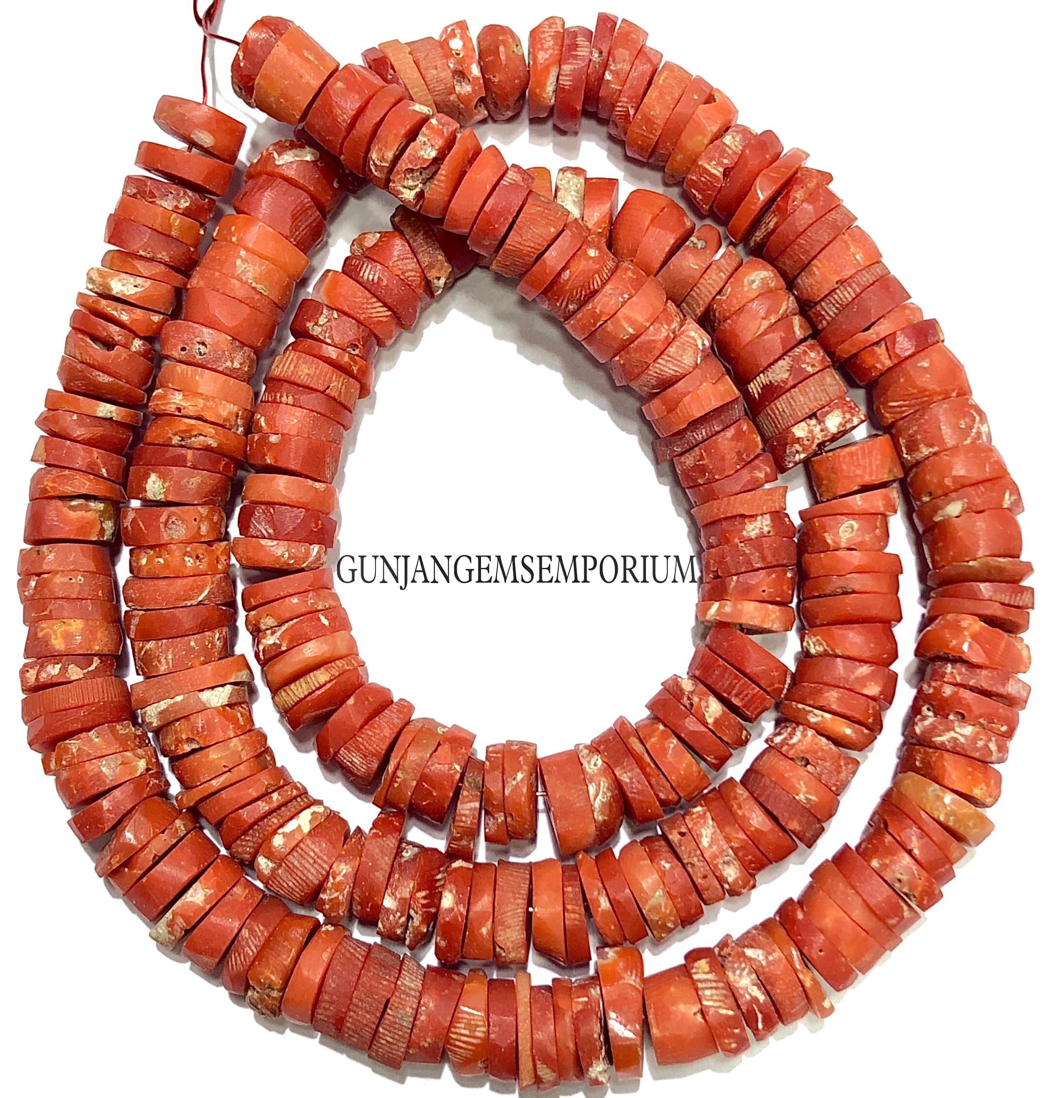 大西洋珊瑚ヘイシビーズ 未研磨 未処理 100%天然オレンジ珊瑚ビーズ