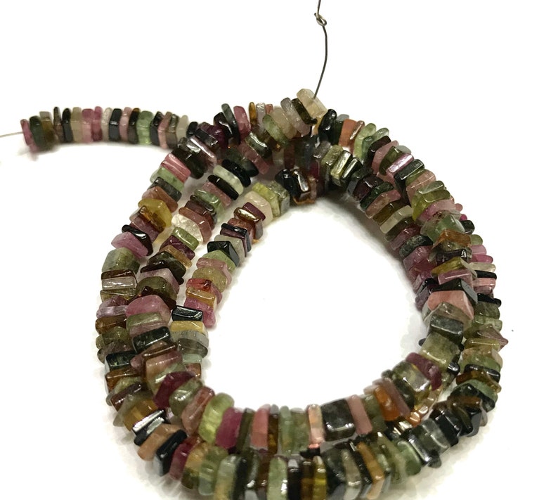 Flat Cube Chips Of MULTI TOURMALINE Smooth Beads6mm Cube Chips Shape 18\u201d Tourmaline Gemstone Beads.New Arrival Exceptional Tourmaline Gems