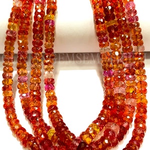 AAAA++ QUALITY Rarest~~Dense Orange PADPARADSCHA Sapphire Beads Orange Sapphire Faceted Rondelle Beads Grapefruit Sapphire Bead Manufacturer