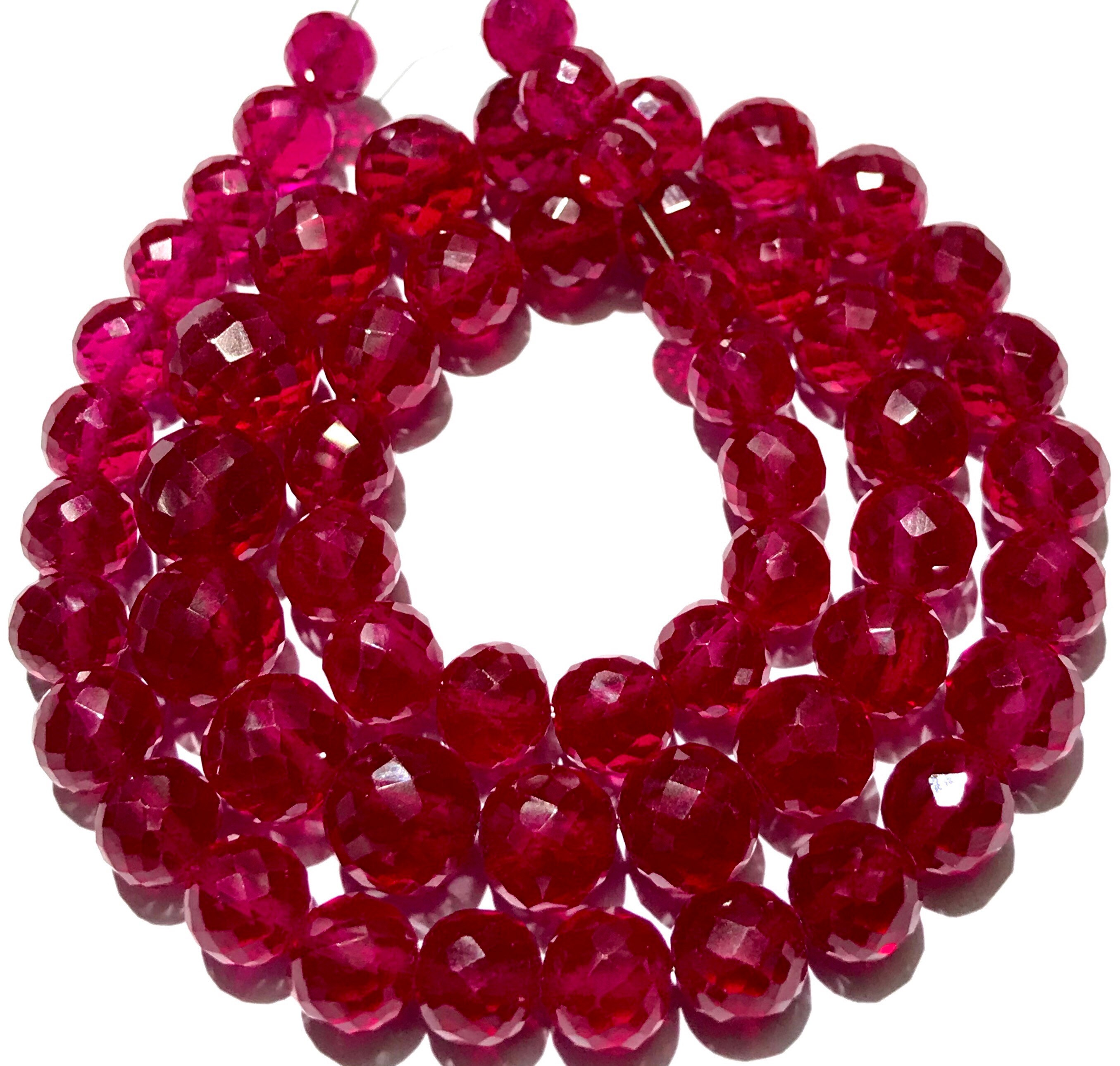 Sparkling~~aaaa+ Ruby Corundum Faceted Round Beads Ruby Gemstone Beads ...