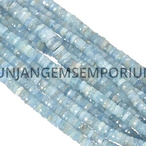 AAA+ AQUAMARINE Faceted Tyre Beads Beautiful Aquamarine Tyre Shape Beads Aquamarine Rondelle Faceted Beads Aquamarine Gemstone Wheel Beads
