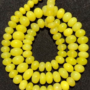 AAA+ Neon Yellow Ethiopian Opal Smooth Rondelle Beads 7mm to 9mm Natural Yellow Opal Beads Opal Rondelle Beads Rare Yellow Opal Smooth Beads