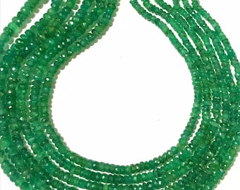 AAAA+ Natürliche kolumbianische Smaragd 3-linie Halskette/Exklusive facettierte 3,5 mm Rondellform Smaragdperlen / 3 Strang von 18-19-20 Zoll/Smaragdperlen