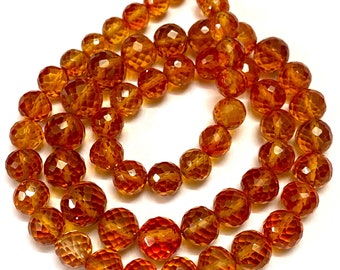 Extremely Gorgeous~AAA+ Padparadscha Sapphire Round Beads Sparkling Orange Sapphire Faceted Round Beads Orange Padparadscha Sapphire Beads