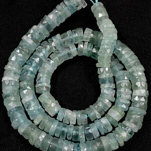 Aquamarine Flat Rondelle Beads Natural Aquamarine Faceted Rondelle Beads Grey Blue Aquamarine Tyre Beads Genuine Milky Aquamarine tyre Beads