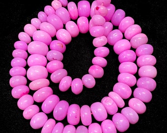 Beautiful Neon Pink Ethiopian Opal Smooth Rondelle Beads 7-9 MM Rare Pink Opal Smooth Beads Natural Pink Opal Rondelle Beads Pink Opal Bead