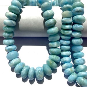 AAA+ Blue Larimar Smooth Rondelle Beads 10mm-11mm Larimar Rondelle Beads 18” Natural Larimar Smooth Rondelles Larimar Gemstone Beads Larimar