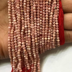 5 Strand Of Natural Faceted Rhodonite Beads//Rondelle Shape 3mm 13” Micro Cut Faceted AAA+ quality Rhodonite 3mm Gemstone Beads.ON SALE !!!!