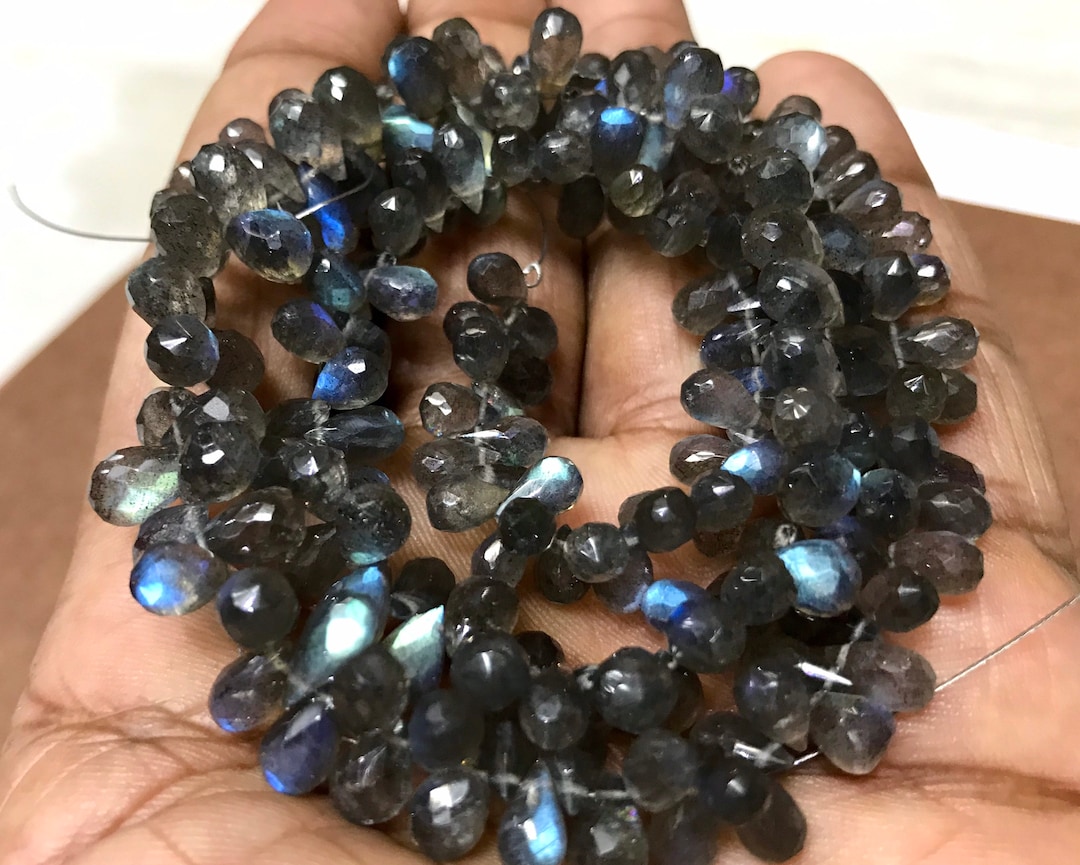 Exclusive Rare Laborite Faceted Gemstone Bead/genuine Laborite Teardrop ...