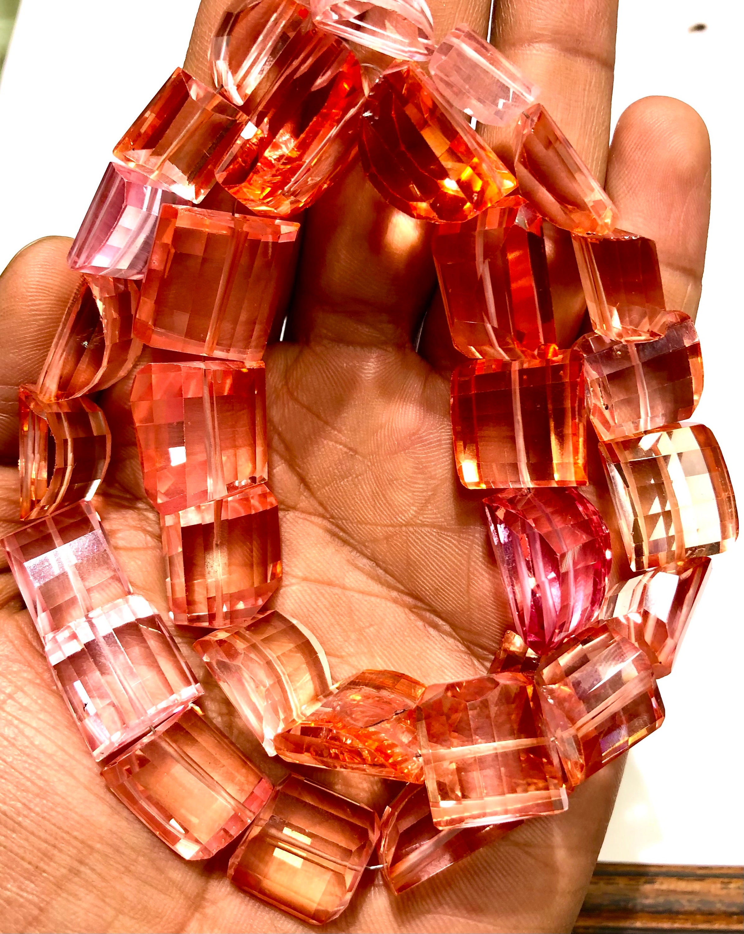 AAAA+ Gorgeous~~Padparadscha Sapphire Faceted Nuggets Peach Sapphire Gemstone Beads Padparadscha Sapphire Nuggets Beads Rare Orange Sapphire