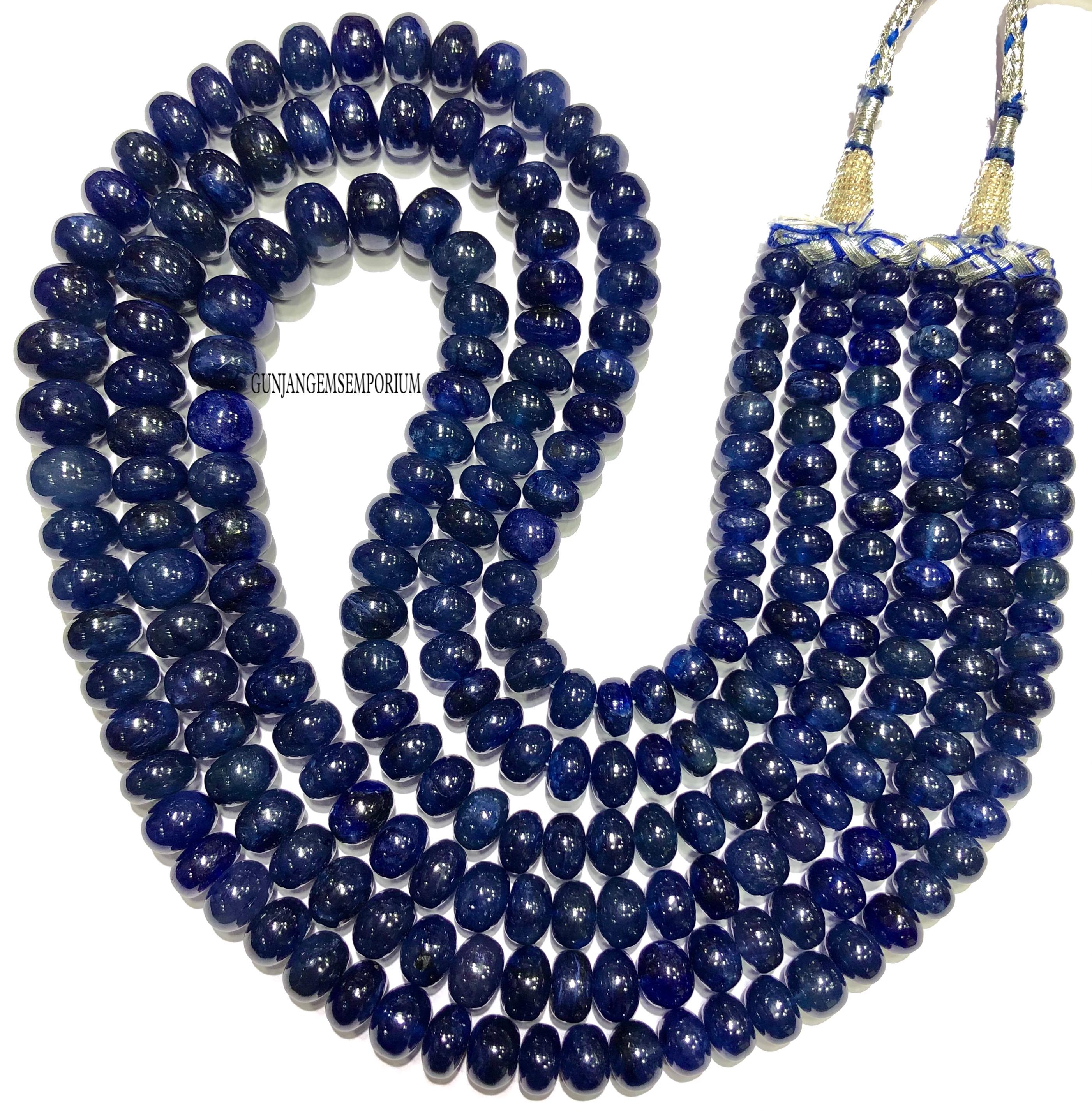 Blue Sapphire Beads Necklace AAA+ 8/13mm Sapphire Necklace