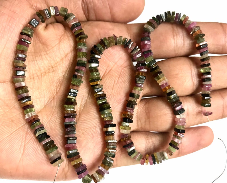 Flat Cube Chips Of MULTI TOURMALINE Smooth Beads6mm Cube Chips Shape 18\u201d Tourmaline Gemstone Beads.New Arrival Exceptional Tourmaline Gems