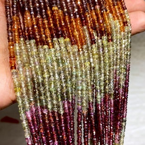 Cuentas de zafiro tundru multirraciales AAA++ de 3 mm, facetadas, multizafiro, con gemas, multizafiro, facetadas, rondelle