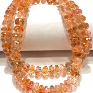 AAA+ QUALITY~~Full Star Sunstone Faceted Rondelle Beads Natural Sunstone Rondelle Faceted Bead 6mm-8mm Sunstone Gemstone Bead Peach Sunstone