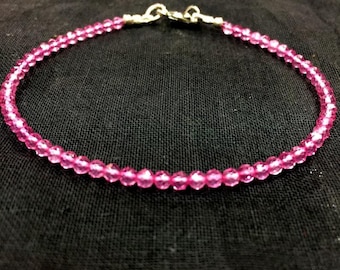 Delicate Denty Pink Topaz Bracelet Pink Topaz Faceted Rondelle Gemstone Beads Delicate Pink Topaz Bracelet Dainty Bracelet For Women