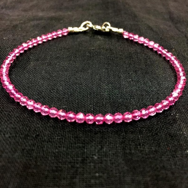 Delicate Denty Pink Topaz Bracelet Pink Topaz Faceted Rondelle Gemstone Beads Delicate Pink Topaz Bracelet Dainty Bracelet For Women