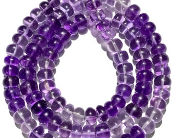 AAA++ Quality~~Shaded Amethyst Smooth Beads Natural Shaded Amethyst Gemstone Beads Dark Purple Amethyst Smooth Rondelle Beads Jewelry Making