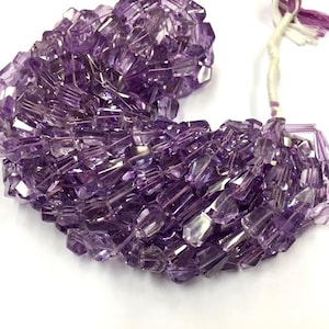 Laser Cut Pink Amethyst Natural Faceted Nugget Shape Beads 8-9mm Width Unusual Shape Loose Gemstone Beads 16&quot; Strand Superb Quality