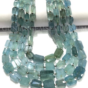 Antique Beautiful~~AAA+ Blueish~Green Aquamarine Nuggets 2 Layer Necklace Genuine Aquamarine Faceted Nuggets Rare Blue Aquamarine Gemstone