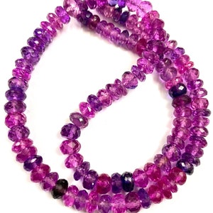 AAAA++ Pinkish Purple Sapphire Necklace Beautiful Pink-Purple Sapphire Faceted Rondelle Beads Pink Sapphire Faceted Gemstone Beads~Wholesale
