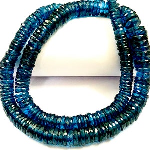 AAAA++ Jakość Blue London Topaz Gemstone Beads Bluesih-Green London Topaz Faceted Tire Beads London Blue Topaz Heishi Cut Tire Beads Jewels