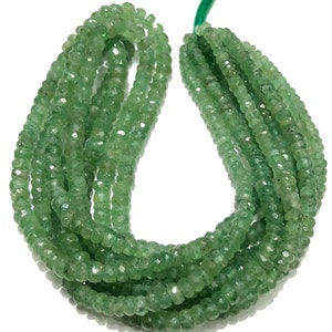AA Green Kyanite Faceted Rondelle Beads Rare Natural Green Kyanite Gemstone Beads Genuine Kyanite Faceted Beads Kyanite Rondelle Necklace