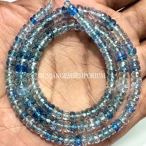 Aquamarine Beads 4/6mm AAAA+ So BEAUTIFUL~~Blue Aquamarine Faceted Rondelle Beads Faceted Aquamarine Rondelles 18” Gemstone Beaded Strands