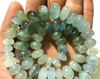 100% Natural Milky Aquamarine Gemstone Beads••Beautiful Aquamarine Stone Rondelle Shape Beads••10-15*8-10mm W*H Shaded Milky Aquamarine Bead