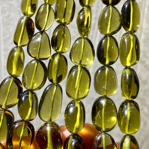 AAA++ Oilish Green Topaz Beads 3 Layer Necklace Natural Green Topaz Smooth Nuggets Beads Green Topaz Nuggets Green Topaz Gemstone Necklace