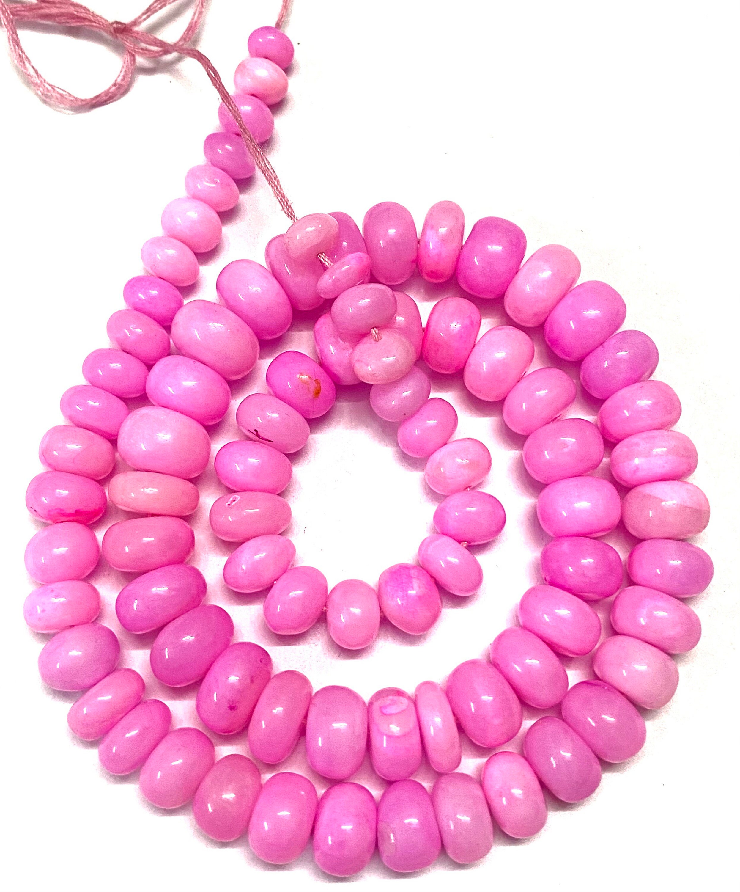 Beautiful Neon Pink Ethiopian Opal Smooth Rondelle Beads 7-9