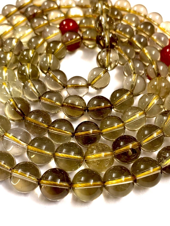 Noted 108 Beads Mala~Natural Honey Quartz Smooth 108 Balls Honey Quartz 10mm Smooth Round Ball Beads 10mm Honey Quartz Balls 108 Pieces Mala