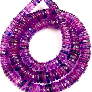 AAAA++ Quality Mix Pink Purple Sapphire Gemstone Beads Pinkish Purple Sapphire Faceted Tyre Beads Sparkling Disco Pink Sapphire Jewelry Bead