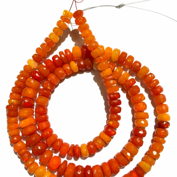 Gorgeous~Orange Ethiopian Opal Faceted Beads AAA+ Orange Opal Faceted Rondelle Beads Ethiopian Opal Orange Fire Shade 5-6MM Beads Opal 18”